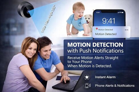 A9 Mini Wireless WiFi Security Camera, 1080P HD Pan-Tilt Night Vision, Motion Detection, One-Way Audio, Cloud Storage – Home & Nursery Monitoring in Kuwait