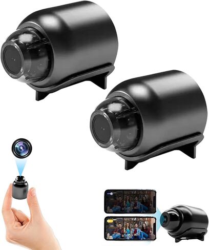 2Pack 1080P HD Infrared Night Vision Wireless Security Mini Camera Cloud & TF Card Storage Access Via Mobile App Anytime for Baby Monitor Dog in Door Black in Kuwait