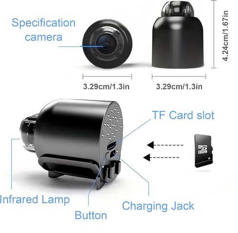 2Pack 1080P HD Infrared Night Vision Wireless Security Mini Camera Cloud & TF Card Storage Access Via Mobile App Anytime for Baby Monitor Dog in Door Black in Kuwait