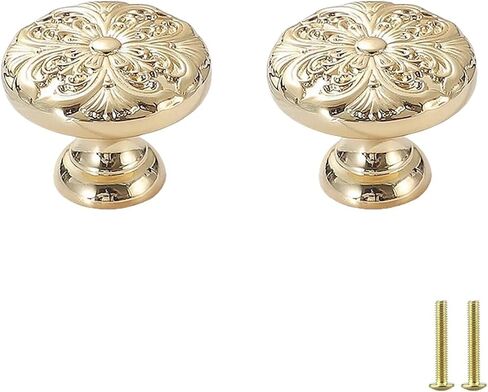 Cabinet Handles,2Pack Bright Gold Drawer Single Hole Copper Knob in Kuwait