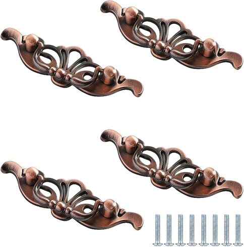 Cabinet Handles,4 Pack Red Bronze Retro Old-Fashioned Furniture Ring Handle in Kuwait