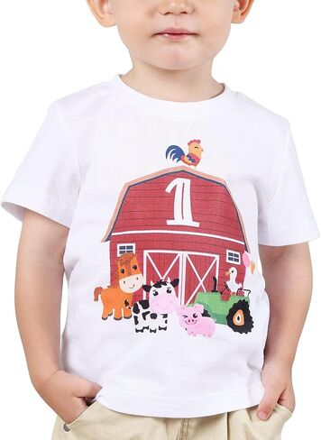 WAWSAM 1st Birthday T-Shirt Baby Boy Toddler 1 Year Old B-Day Tee Gift First Themed Birthday Party Top Tee in Saudi Arabia
