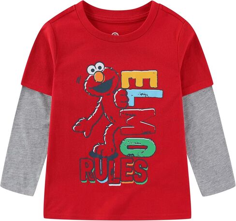 Sesame Street Elmo Baby Boys Crewneck Long Sleeve Two-fer T-Shirt for Infant and Toddlers in Kuwait