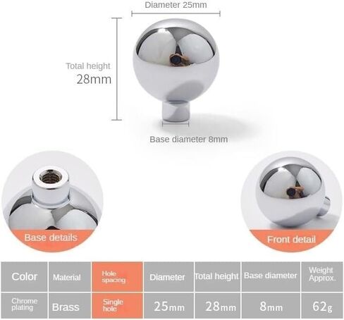 Cabinet Handles,2Pack Brass Ball Silver Chrome Plated Wardrobe Door Knobs in Kuwait