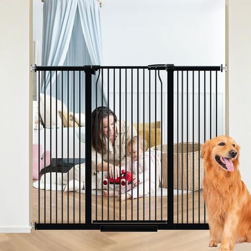 40.55" Extra Tall Baby Gate for Doorways Stairs, 40.9"-54.7" Wide Tall Dog Pet Gates No Drill, Large High Child Kid Safety Door Walk Thru, Cat Proof Barrier Hallway Kitchen Indoor House, Black in Kuwait