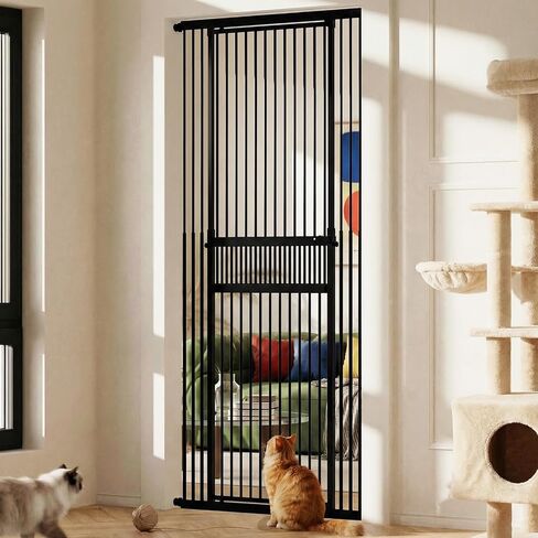 Gardner Pet Extra Tall Cat Gate 49"-86" Adjustable Height, Tall Pet Gate for Doorways/Hallways with 27.5"-37" Adjustable Width Baby Gate with 4 Extensions Kits, No Drilling Pressured Mounted (Bk) in Kuwait