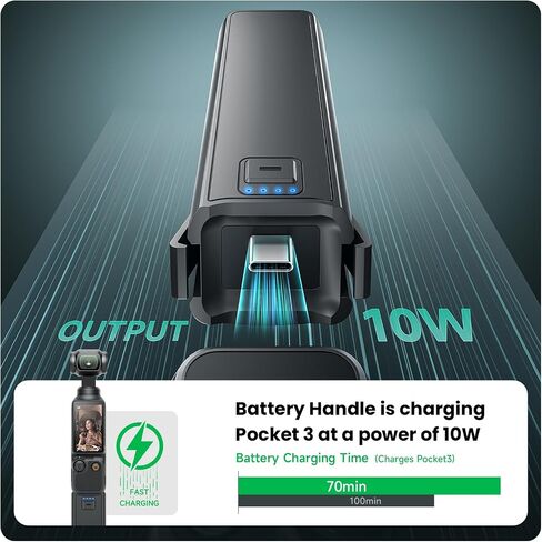 Pocket 3 Battery Handle, Battery Grip 5000mAh 22.5W Fast Charging Power Supply with 1/4" Thread,Replacement Battery for Osmo Pocket 3 Accessories in Kuwait
