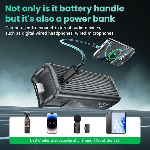 Pocket 3 Battery Handle, Battery Grip 5000mAh 22.5W Fast Charging Power Supply with 1/4" Thread,Replacement Battery for Osmo Pocket 3 Accessories in Kuwait
