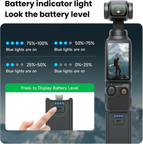 Pocket 3 Battery Handle, Battery Grip 5000mAh 22.5W Fast Charging Power Supply with 1/4" Thread,Replacement Battery for Osmo Pocket 3 Accessories in Kuwait