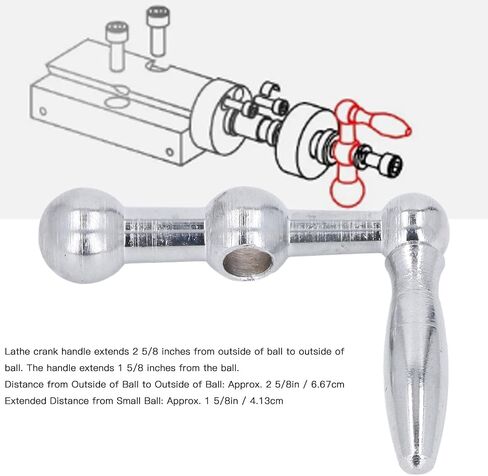 Walfront Lathe Crank Handle, Iron Slide 3 Ball Handle with Slick Hole for 8mm Shaft, for 7x10 0618 CJ0618A 7x12 7x14 0618 3B Mini Lathe in Kuwait