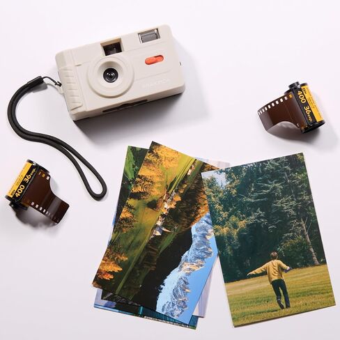 Praktica Reusable 35mm Film Camera, Cream - Retro Full Frame Focus Free Flash (Film & 1xAAA not Included) in Kuwait
