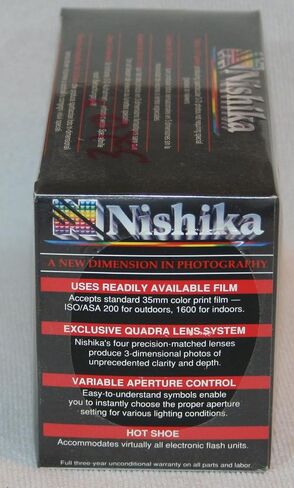 Nishika N9000 35mm Quadrascopic 3D Lenticular Camera – 4-Lens System, Built-in Flash, Uses Standard 35mm Film – Vintage Retro Camera (Renewed) in Kuwait