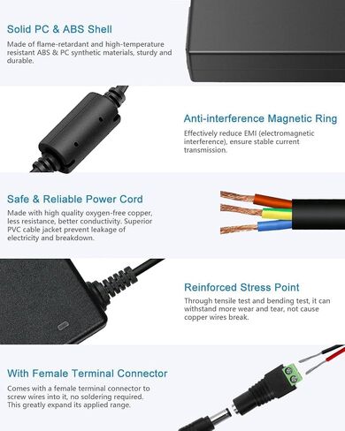 24V 96W LED Driver 120V AC to DC 24V 4A LED Transformer, AC-DC Power Adapter Supply for RGB W5050 WS2811 5050 3528 LED Strip Module Light, CCTV Camera, LCD Monitor, Massage Chair in Saudi Arabia