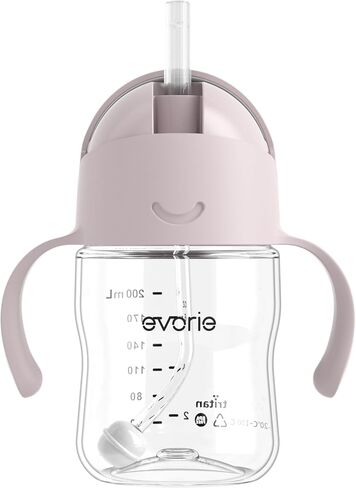 Evorie Tritan Weighted Straw Cup Baby Training Cup, Spill Proof, 7 Oz, 6M+ | BPA & BPS-Free, First learning cup, 360° drinking, Dishwasher safe, Durable Sippy Cup, Blue in Kuwait