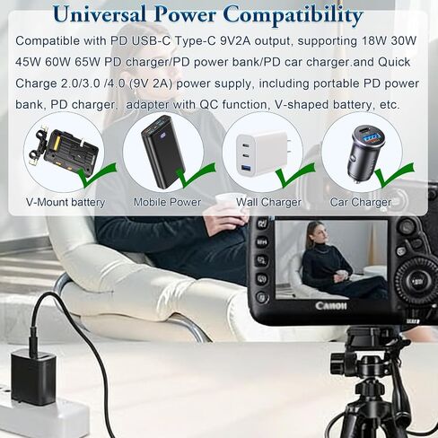 DR-E18 Coupler Dummy Battery to USB Type-C | For Canon EOS R50，R50V，R8，R10 R100 RP 77D 200D II 250D 750D 760D 800D 850D T6s T7i T8i SL2 SL3 8000D 9000D in Kuwait