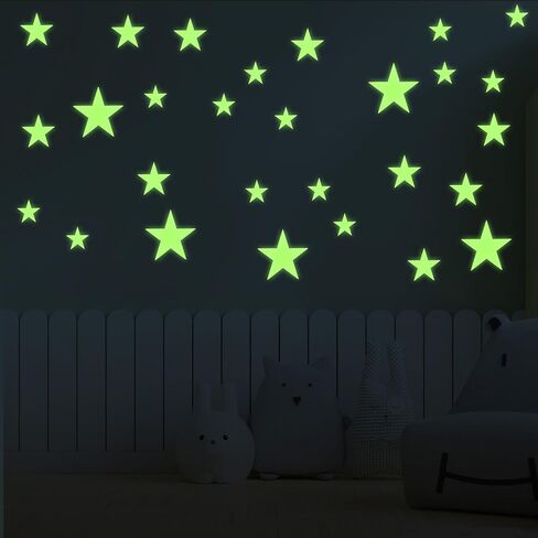 Glow in The Dark Ceiling Star Sticker 27 Pcs Glow in The Dark Star Stickers Glows Stickers Large Glowing Stars for Bedroom 3D Room Wall Decor Ceiling Stars Room Wall in Kuwait