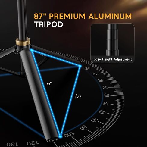 NiceVeedi 20W 5-Color Spotlight for Photography with 87" Tripod, 2800K-6500K Zoomable Photography Lighting with Remote & Cooling System, Hair Spotlight for Streaming, Video, Content Creators in Kuwait