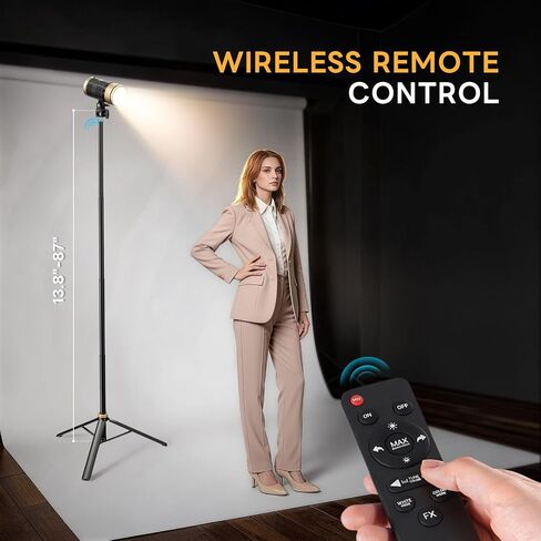 NiceVeedi 20W 5-Color Spotlight for Photography with 87" Tripod, 2800K-6500K Zoomable Photography Lighting with Remote & Cooling System, Hair Spotlight for Streaming, Video, Content Creators in Kuwait