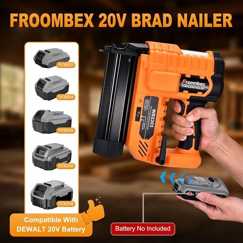Cordless 2" Brad Nailer for DeWalt 20V MAX Battery, 18 Gauge 2 in 1 Nail Gun & Staple Gun for Woodworking, Trim, Carpentry & Home Improvement (Battery Not Include) in Kuwait