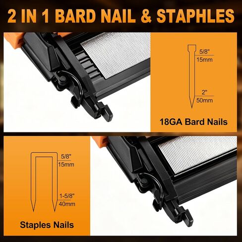 Cordless 2" Brad Nailer for DeWalt 20V MAX Battery, 18 Gauge 2 in 1 Nail Gun & Staple Gun for Woodworking, Trim, Carpentry & Home Improvement (Battery Not Include) in Kuwait