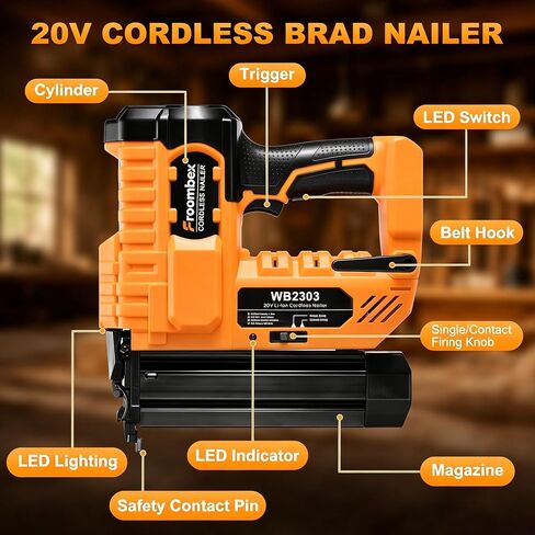 Cordless 2" Brad Nailer for DeWalt 20V MAX Battery, 18 Gauge 2 in 1 Nail Gun & Staple Gun for Woodworking, Trim, Carpentry & Home Improvement (Battery Not Include) in Kuwait