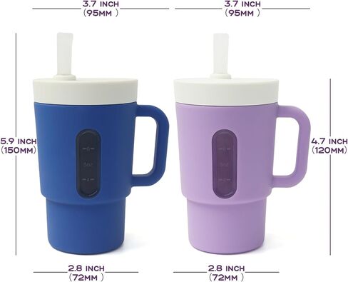 Ancaixin Silicone Sippy Cup,Baby straw cups for toddlers 1-3,Toddler Cups Spill Proof,Baby Sippy Cup with straw,Purple and Blue, 7 oz,2-Pack,Ages 12 Months+ in Kuwait