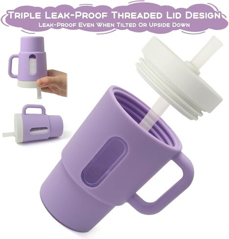 Ancaixin Silicone Sippy Cup,Baby straw cups for toddlers 1-3,Toddler Cups Spill Proof,Baby Sippy Cup with straw,Purple and Blue, 7 oz,2-Pack,Ages 12 Months+ in Kuwait