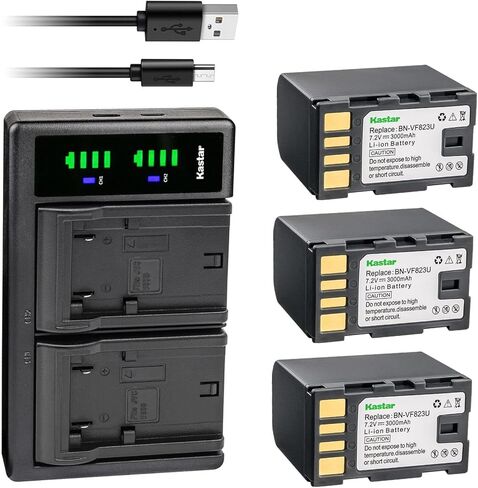 Kastar BN-VF823 LTD2 USB Battery Charger Replacement for JVC GZ-MS120 GZ-MS120A GZ-MS120AUS GZ-MS120B GZ-MS120BUS GZ-MS120R GZ-MS120RUS GZ-MS123 GZ-MS130 GZ-MS130A GZ-MS130AUS GZ-MS130B in Kuwait