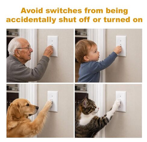 Art Plates - Light Switch Guard for Toggle Switches, 2 Pack, Child Proof Light Switch Lock, Wall Switch Guard Prevents Accidental On/Off, Easy Adult Access, Fits Standard Toggle Switch Plates, White in Kuwait