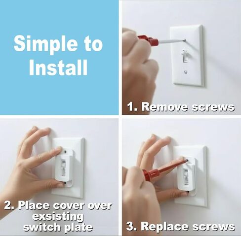 Art Plates - Light Switch Guard for Toggle Switches, 2 Pack, Child Proof Light Switch Lock, Wall Switch Guard Prevents Accidental On/Off, Easy Adult Access, Fits Standard Toggle Switch Plates, White in Kuwait