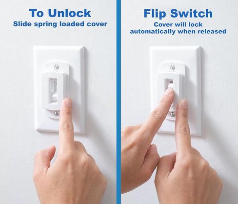 Art Plates - Light Switch Guard for Toggle Switches, 2 Pack, Child Proof Light Switch Lock, Wall Switch Guard Prevents Accidental On/Off, Easy Adult Access, Fits Standard Toggle Switch Plates, White in Kuwait