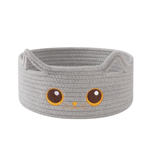 OIASKET Small Cotton Rope Storage Basket 11"×11"×4.7" Round Cat Toy Basket for Living Room, Gift Baskets for Baby Shower, Halloween, Cute Decorative Pet Toy Box, Brown Gradient in Kuwait