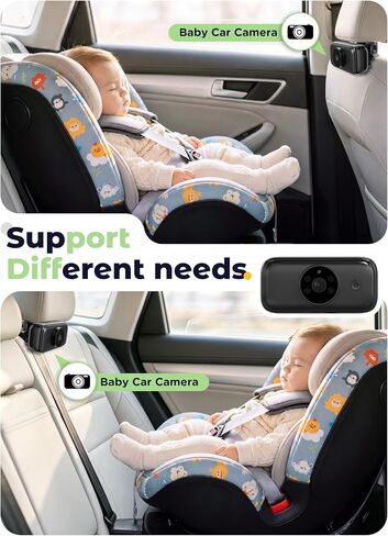 Wireless Baby Car Camera - Auto 940nm Night Vision Backseat Cam & Eco-Mode | 40 Hours Rechargeable Battery, 4.3'' HD 1080P Video 360° Rotatable Car Baby Monitor, Newborn Rear Facing Carseat Camera in Kuwait