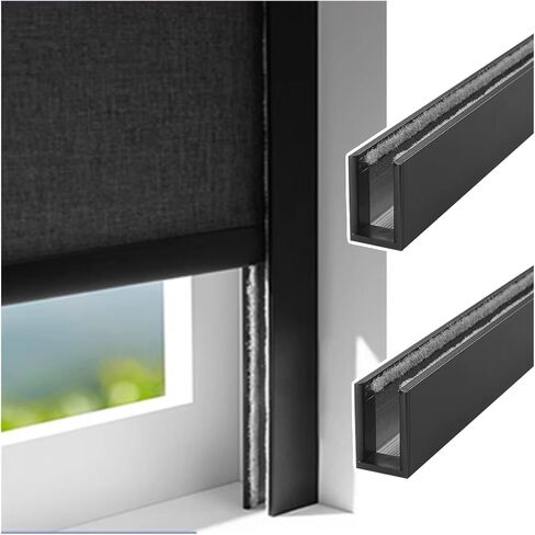 Extra Long U-Channel Light Gap Blockers for Shades - Effective Light Blocking Strips for Blinds in Nursery, Bedroom & Dormitory - Enhance Privacy & Sleep Quality,2pcs Black,68in/172.7cm in Kuwait