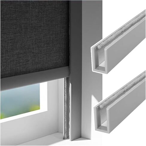 Extra Long U-Channel Light Gap Blockers for Shades & Blinds - Perfect Light Blocking Strips for Nursery, Bedroom, and Dormitory - Enhance Privacy & Sleep Quality,2pcs Gray,92in/233.7cm in Kuwait
