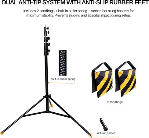 16.4 FT Tall Tripod for Xbotgo Falcon/Chameleon/Light/BallerCam | Heavy Duty, Built-in Spring, 360° Swivel Ball Head, 2 Sand Bags & Waterproof Storage Bag, Non-Slip Feet Wind Resistant in Kuwait
