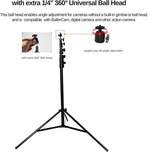 16.4 FT Tall Tripod for Xbotgo Falcon/Chameleon/Light/BallerCam | Heavy Duty, Built-in Spring, 360° Swivel Ball Head, 2 Sand Bags & Waterproof Storage Bag, Non-Slip Feet Wind Resistant in Kuwait