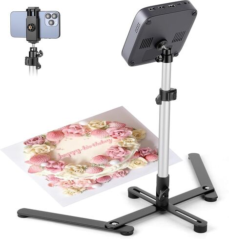 Overhead Tripod for Mini Projector, 360° Adjustable Overhead Phone Mount, Tabletop Tripod for Cookie Decorating Online Video and Draw Recording, Compatible with Phones, Webcam, and Mini Cameras in Kuwait