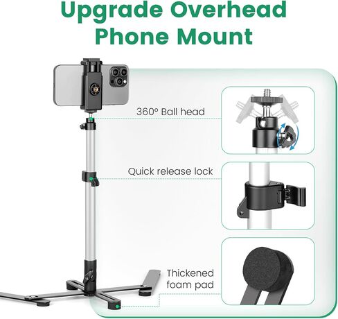 Overhead Tripod for Mini Projector, 360° Adjustable Overhead Phone Mount, Tabletop Tripod for Cookie Decorating Online Video and Draw Recording, Compatible with Phones, Webcam, and Mini Cameras in Kuwait