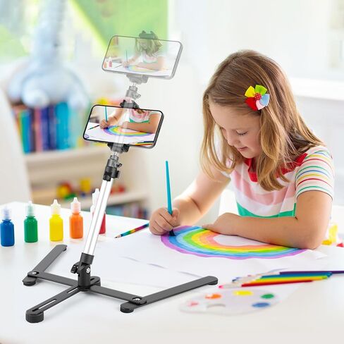 Overhead Tripod for Mini Projector, 360° Adjustable Overhead Phone Mount, Tabletop Tripod for Cookie Decorating Online Video and Draw Recording, Compatible with Phones, Webcam, and Mini Cameras in Kuwait