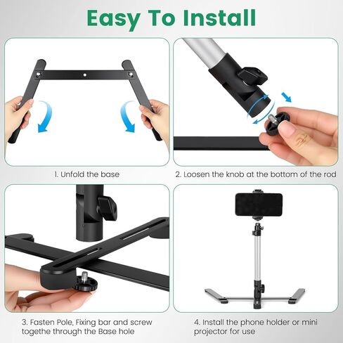 Overhead Tripod for Mini Projector, 360° Adjustable Overhead Phone Mount, Tabletop Tripod for Cookie Decorating Online Video and Draw Recording, Compatible with Phones, Webcam, and Mini Cameras in Kuwait
