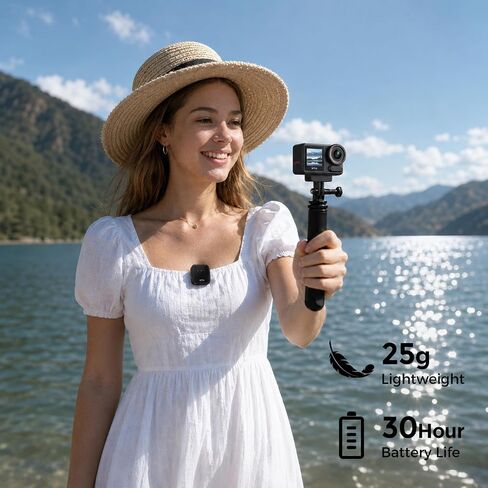 XTU Mic 1 Bluetooth Wireless Microphone, Mini Clip-On Mic Mini2Pro/S7 Pro/S7 Pro Max, 30H Battery, 15-30m Audio for Vlogging, Live Streaming & Outdoor Recording in Kuwait