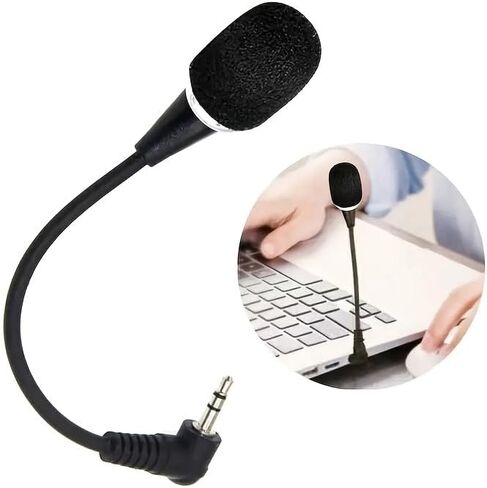 Mini Flexible Gooseneck Microphone, 3.5mm, 6.7 Inch | Stereo Condenser Mic, Portable Wired, Audio Recording, For Laptop Notebook Computer in Kuwait