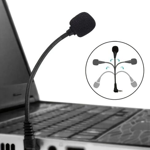 Mini Flexible Gooseneck Microphone, 3.5mm, 6.7 Inch | Stereo Condenser Mic, Portable Wired, Audio Recording, For Laptop Notebook Computer in Kuwait