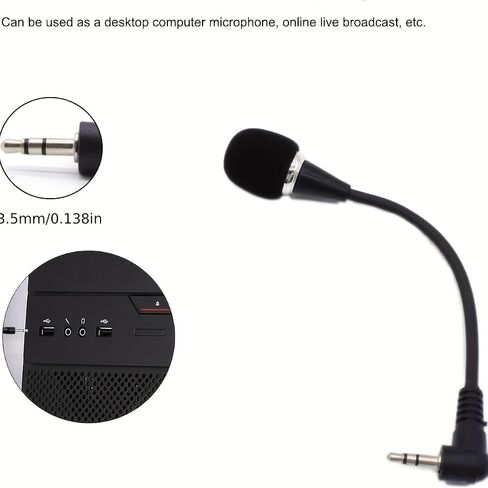 Mini Flexible Gooseneck Microphone, 3.5mm, 6.7 Inch | Stereo Condenser Mic, Portable Wired, Audio Recording, For Laptop Notebook Computer in Kuwait