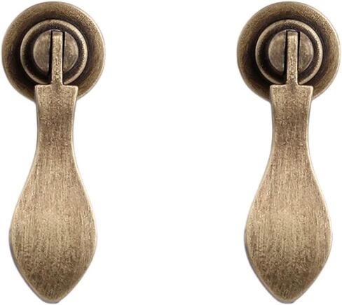 Cabinet Handles,2 Pcs Pure Brass Drop-Shaped Tag Drawer Cabinet Door Pendant Single Hole(B Matte Brushed) in Kuwait