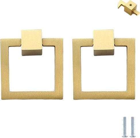 Cabinet Handles, 2 Pcs Copper Wardrobe Gold Ring Pendant Handle Pattern in Kuwait