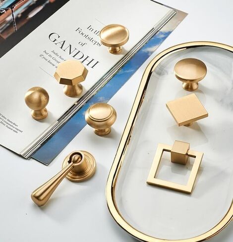 Cabinet Handles, 2 Pcs Copper Wardrobe Gold Ring Pendant Handle Pattern in Kuwait