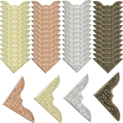 100PCS Metal Book Corner Protector,Vintage Antique Iron Guard | Edge Cover, Scrapbooking Decorative Cover, For Desk Jewelry Case Box Gifts in Kuwait