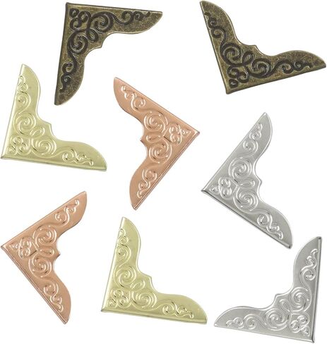 100PCS Metal Book Corner Protector,Vintage Antique Iron Guard | Edge Cover, Scrapbooking Decorative Cover, For Desk Jewelry Case Box Gifts in Kuwait